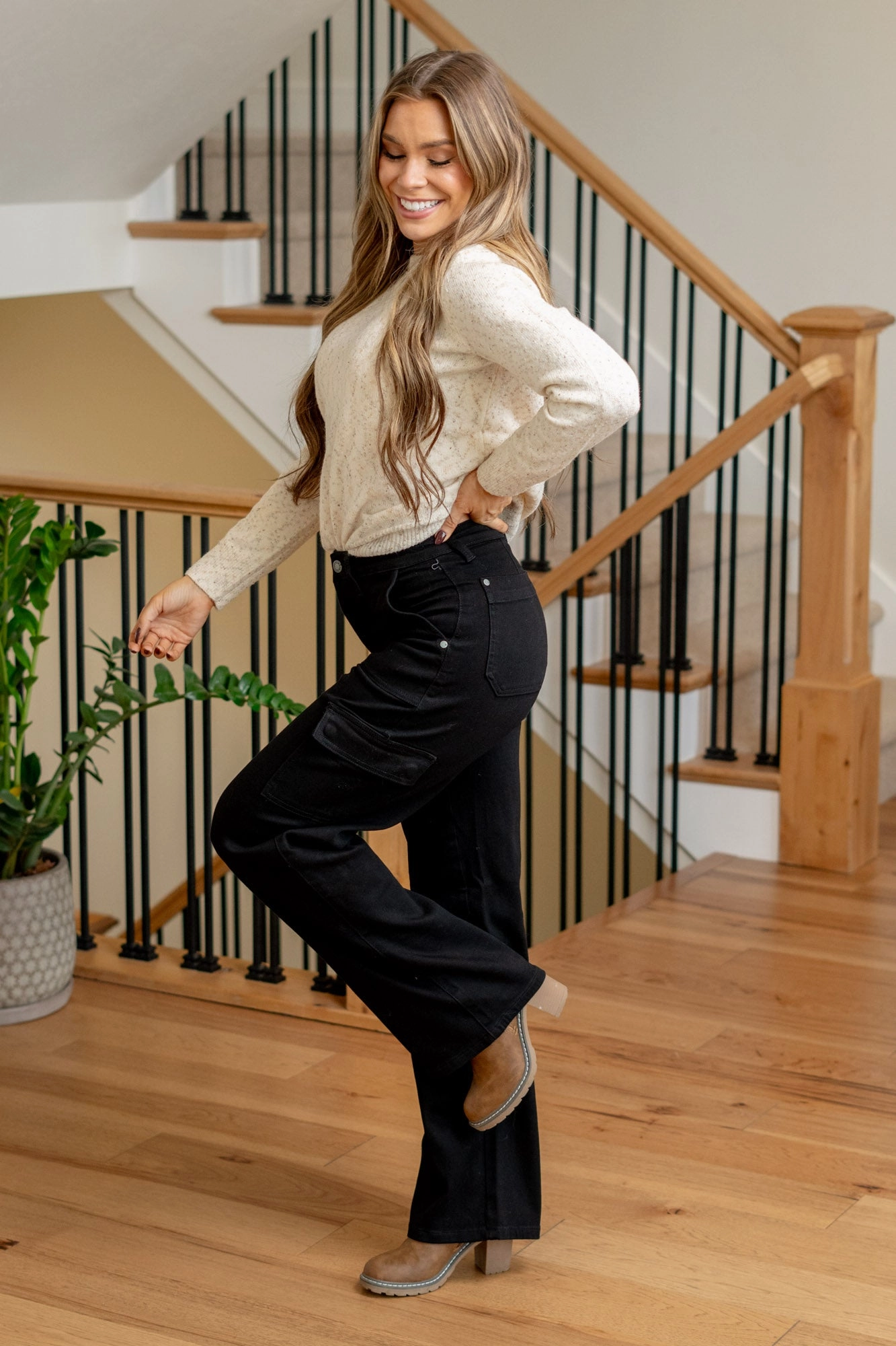 Garment Washed Softness Base Wear Coastal Sunset High Rise Cargo Wide Leg Regular & Plus Sizes