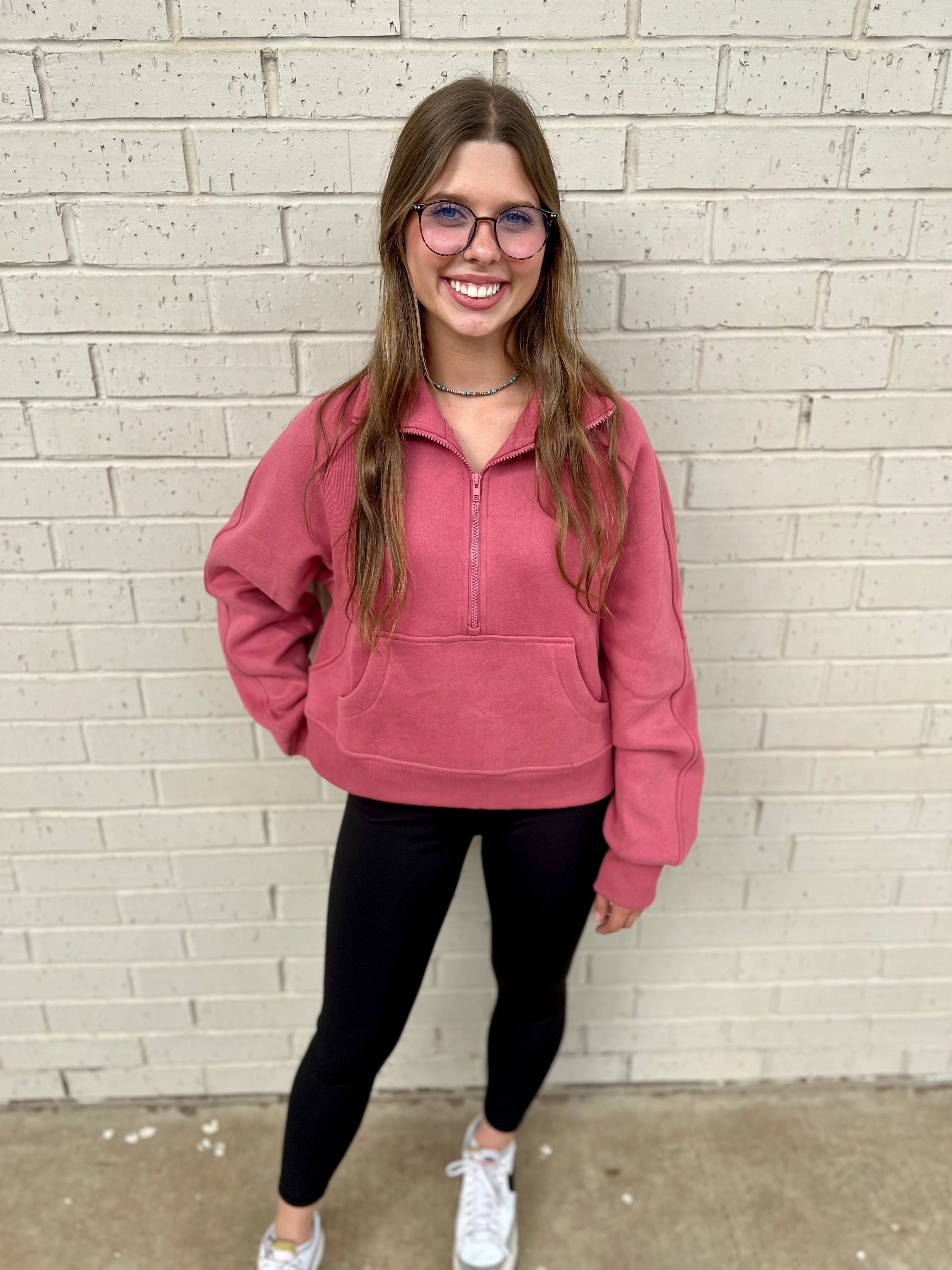 Ribbed Collar Style Drop Shoulder The Lou Lou Blush Pullover*