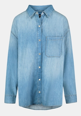 birthday celebration Urban Trend Safiya Oversized Women's Lightweight Denim Shirt, Light Blue - BL16114
