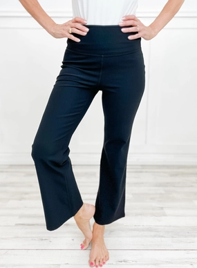Smart Style Hidden Zip Pockets I Want It That Way High Waisted Solid Knit Flare Pants
