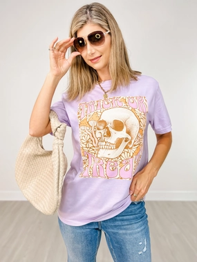 Vintage Skull Trick or Treat Graphic Tee CollapsibleFrame Full Coverage Fit
