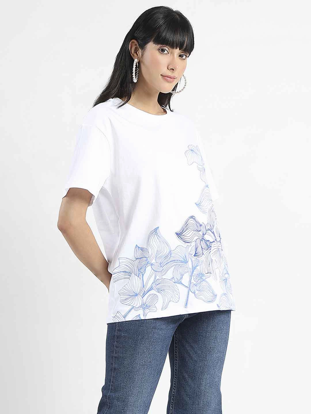 Madame Graphic Print Cord Detailed White Sinker T-Shirt Midweight Four Way Stretch