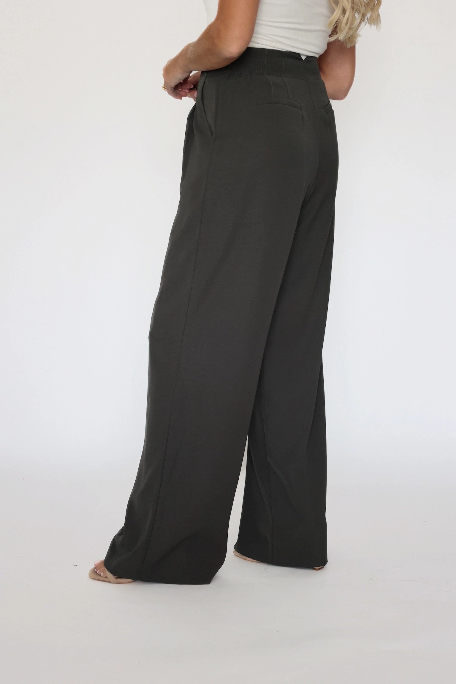 Malibu Wide Leg Pants - Dark Olive Rayon drape Roomy Fit