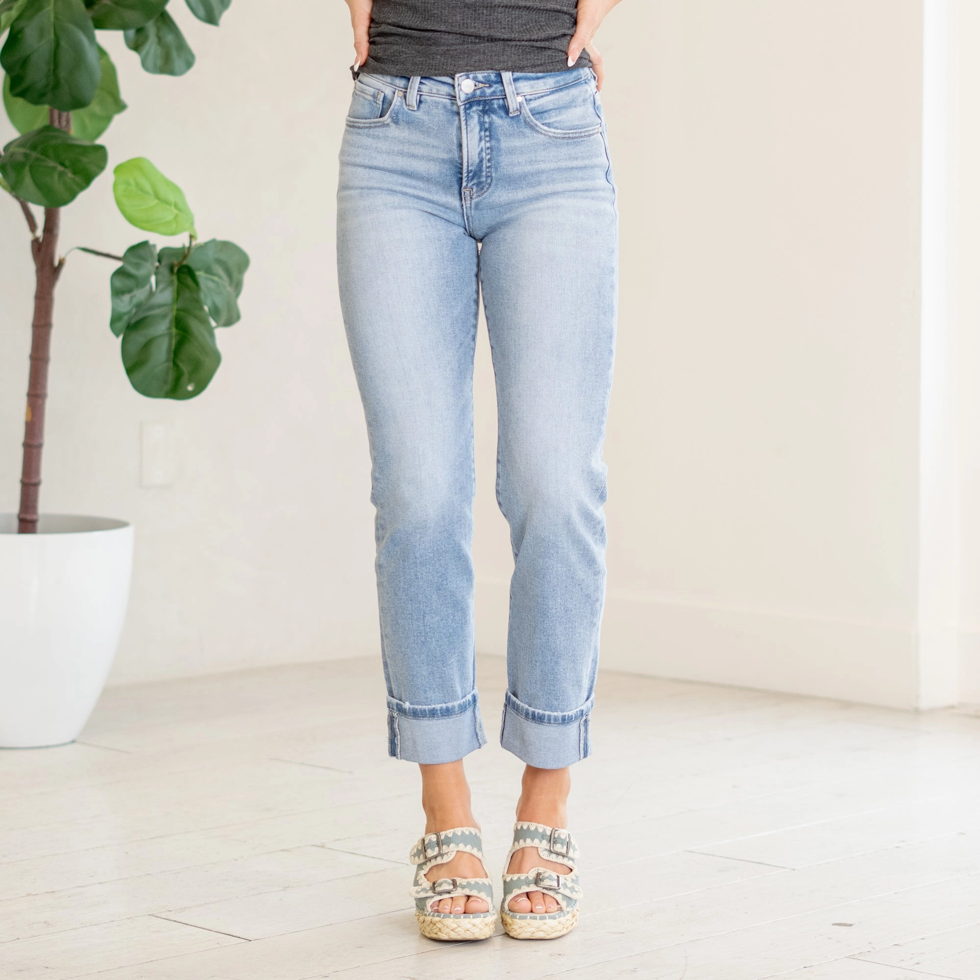 Style Focus Saturday Errands Tummy Control Top Cuffed Straight Leg