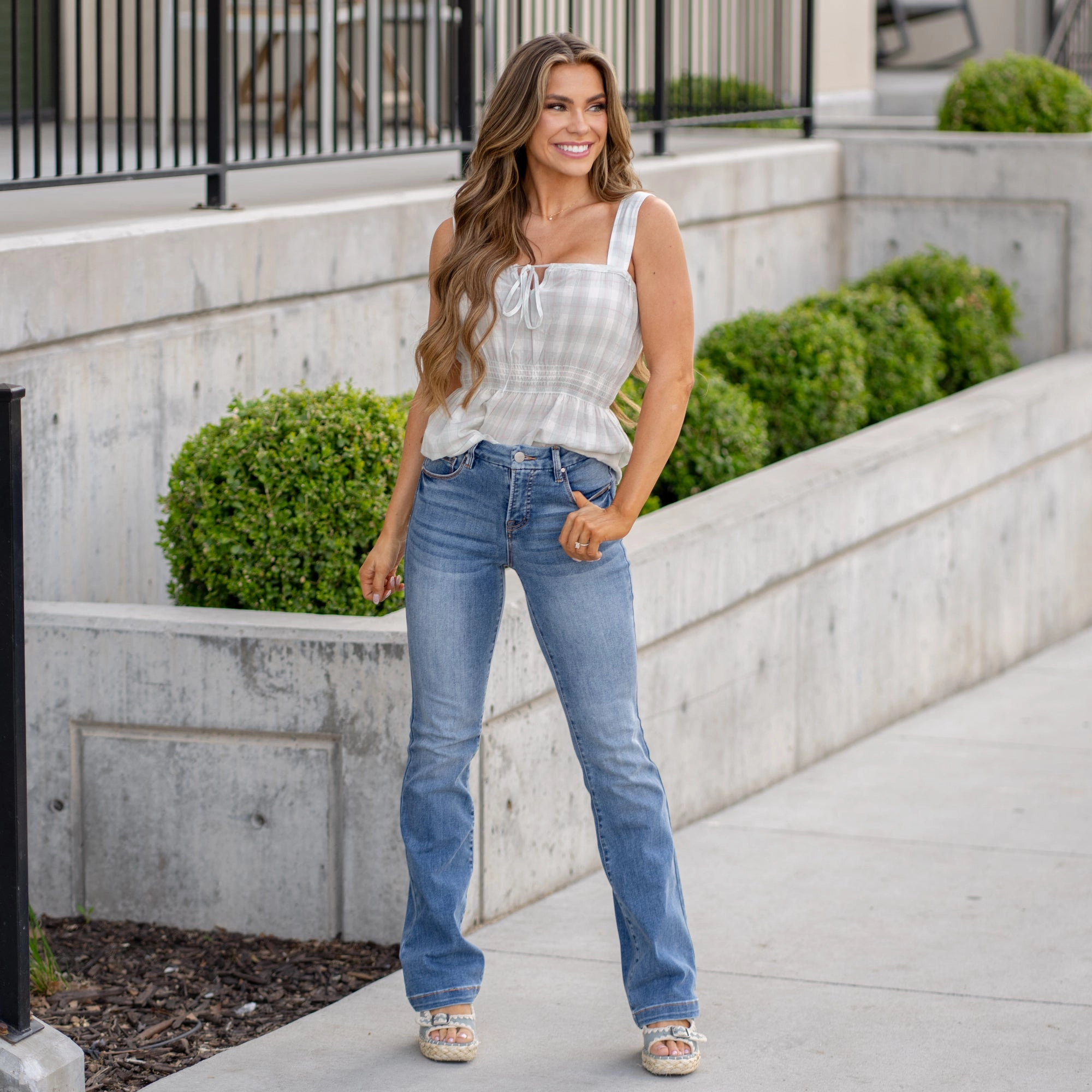 Cool Outfitters Elegant Bold Look The Garden Tummy Control Top Mid Rise Boot Cut Regular & Plus Sizes