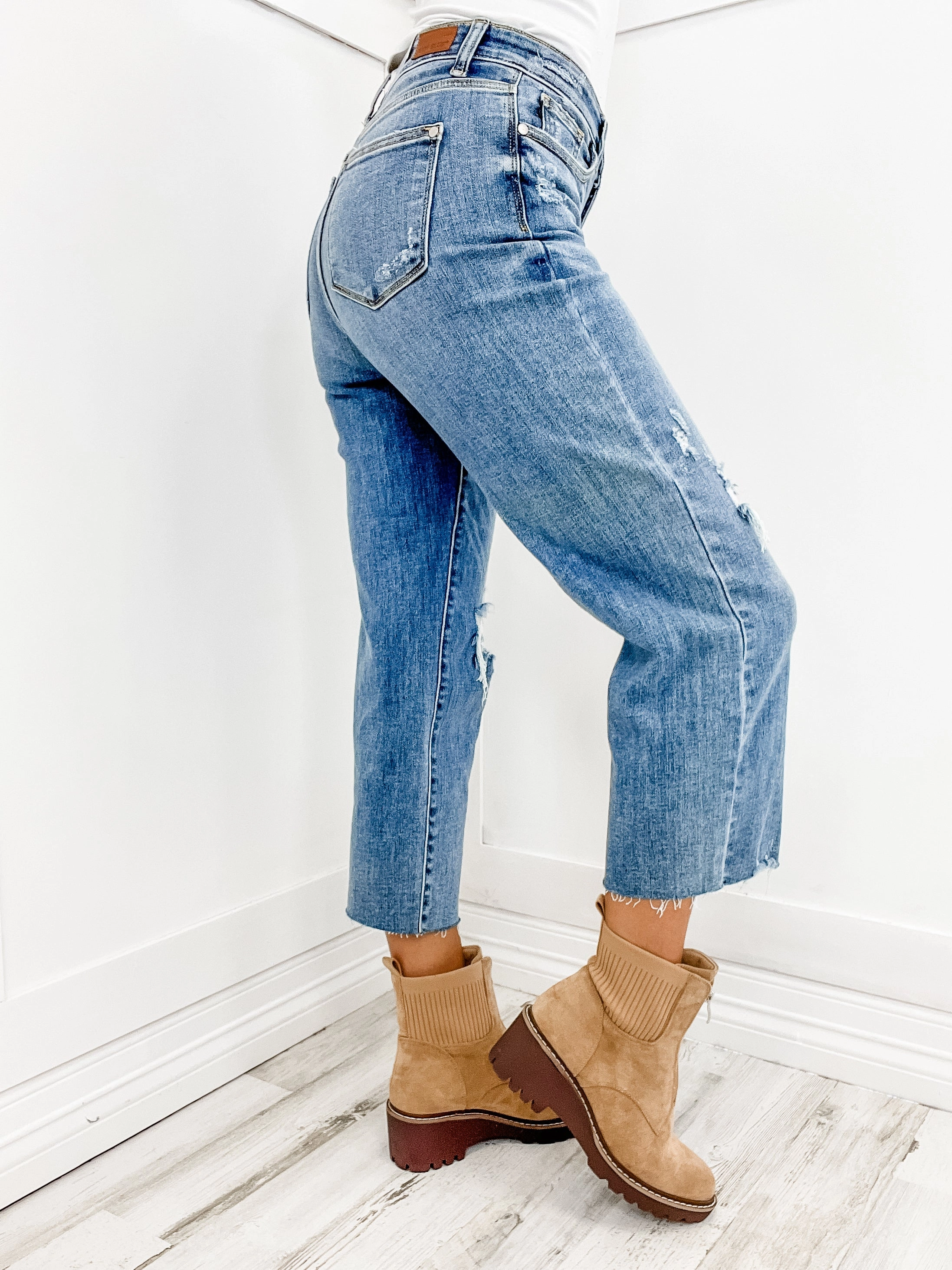 Base Comfort Chic Design Style Judy Blue CRUISE CONTROL High Waist Destroy Crop Wide Leg