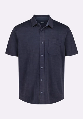 Camouflage Print Savoya Men's Short-Sleeve Slub Jersey Fitted Shirt, Whale - BM24612