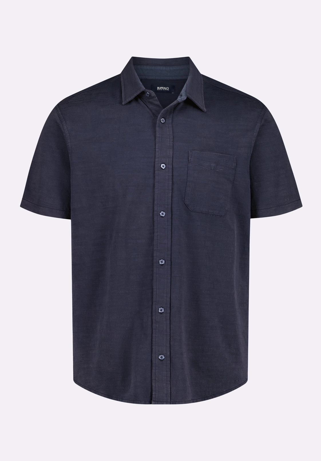 Anti Cling Fabric Savoya Men's Short-Sleeve Slub Jersey Fitted Shirt, Whale - BM24612