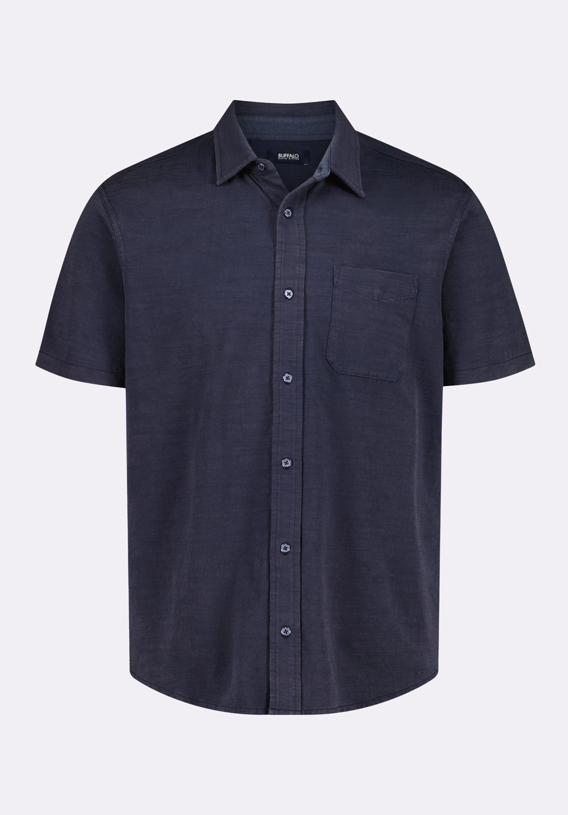 Savoya Men's Short-Sleeve Slub Jersey Fitted Shirt, Whale - BM24612 Casual Hangout Versatile Layer