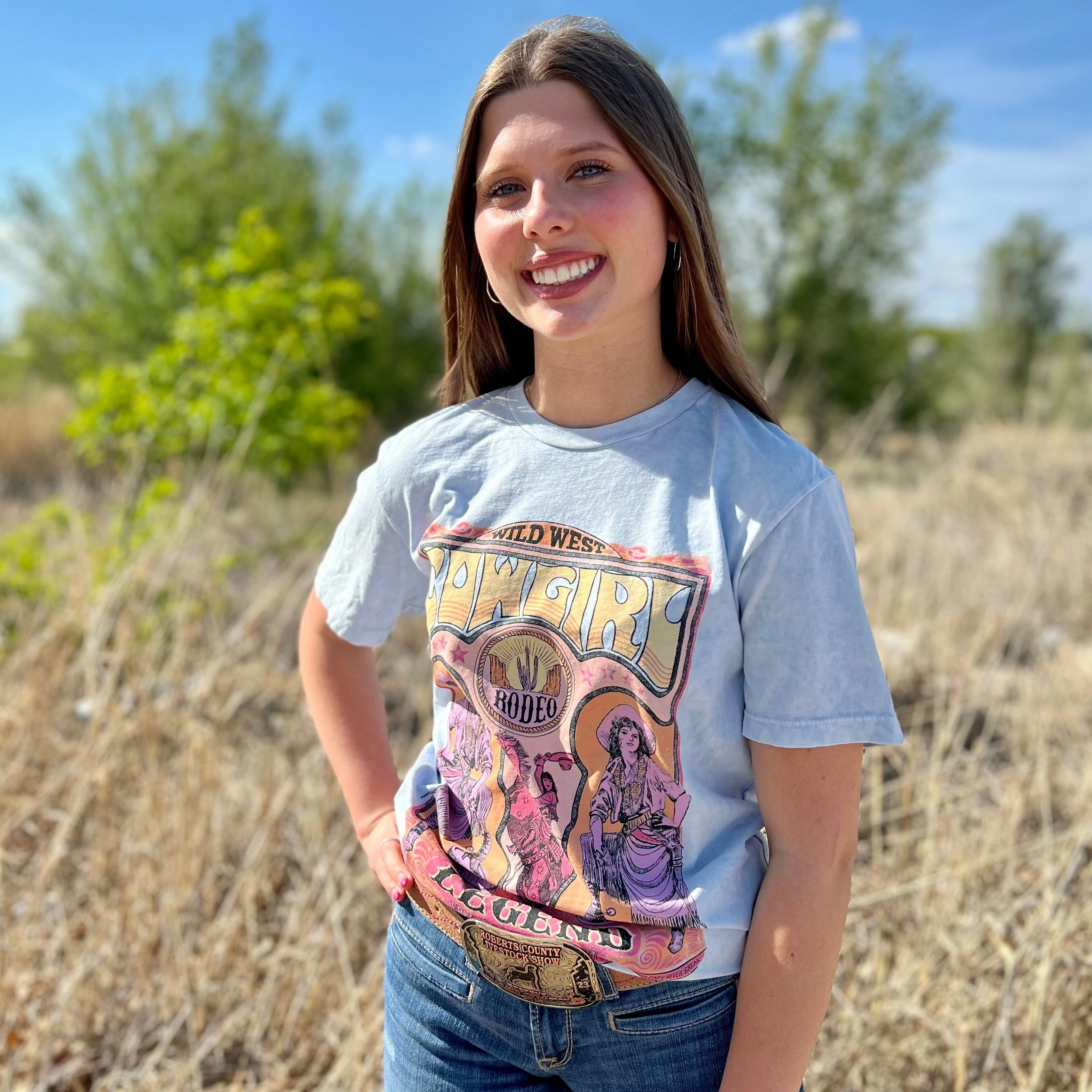 Blue Rodeo Cowgirl Legend Graphic Tee Breathable mesh panel