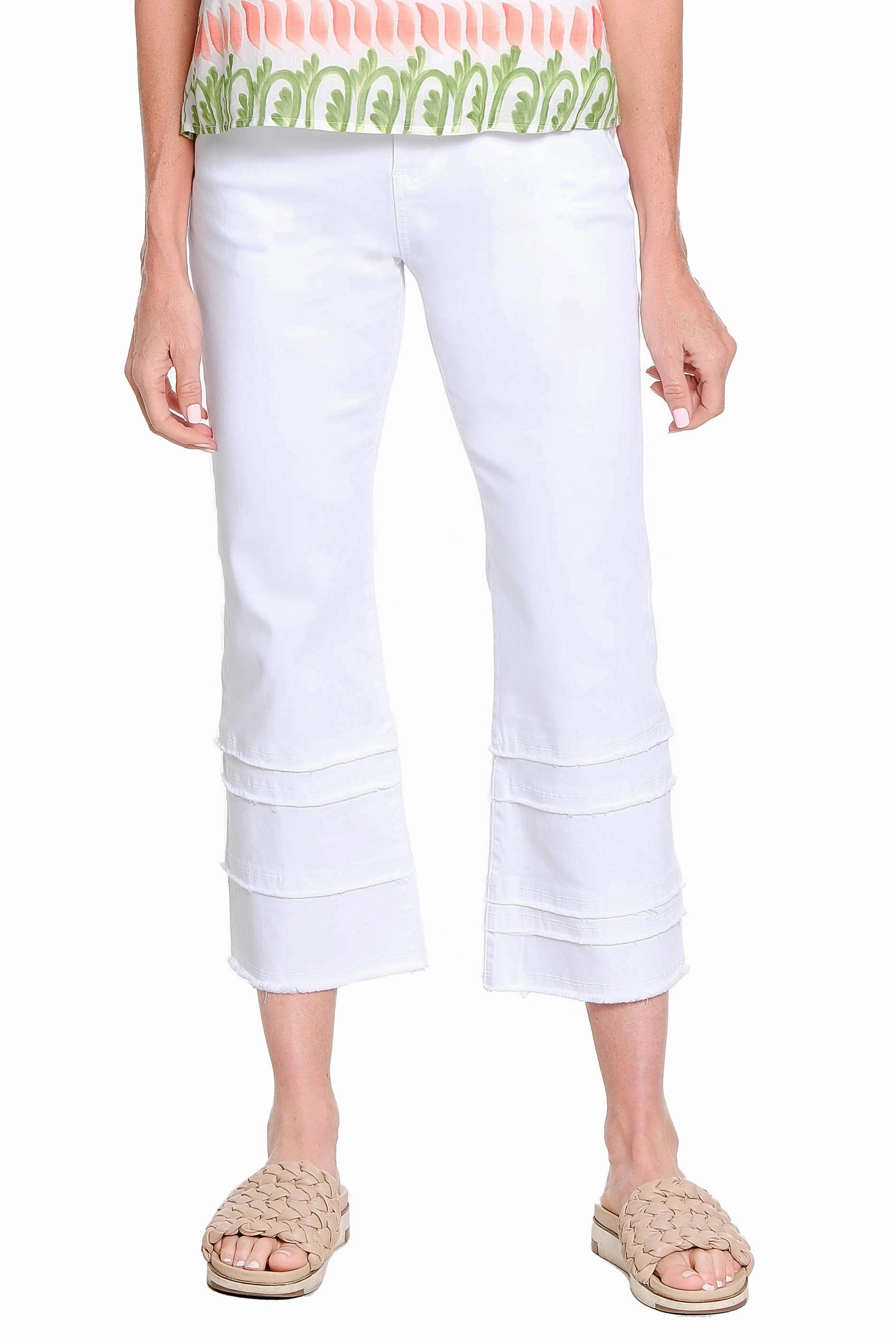 Tiered Leg Crop Jean - White Spring Mood Slim Formal Adult Fashion