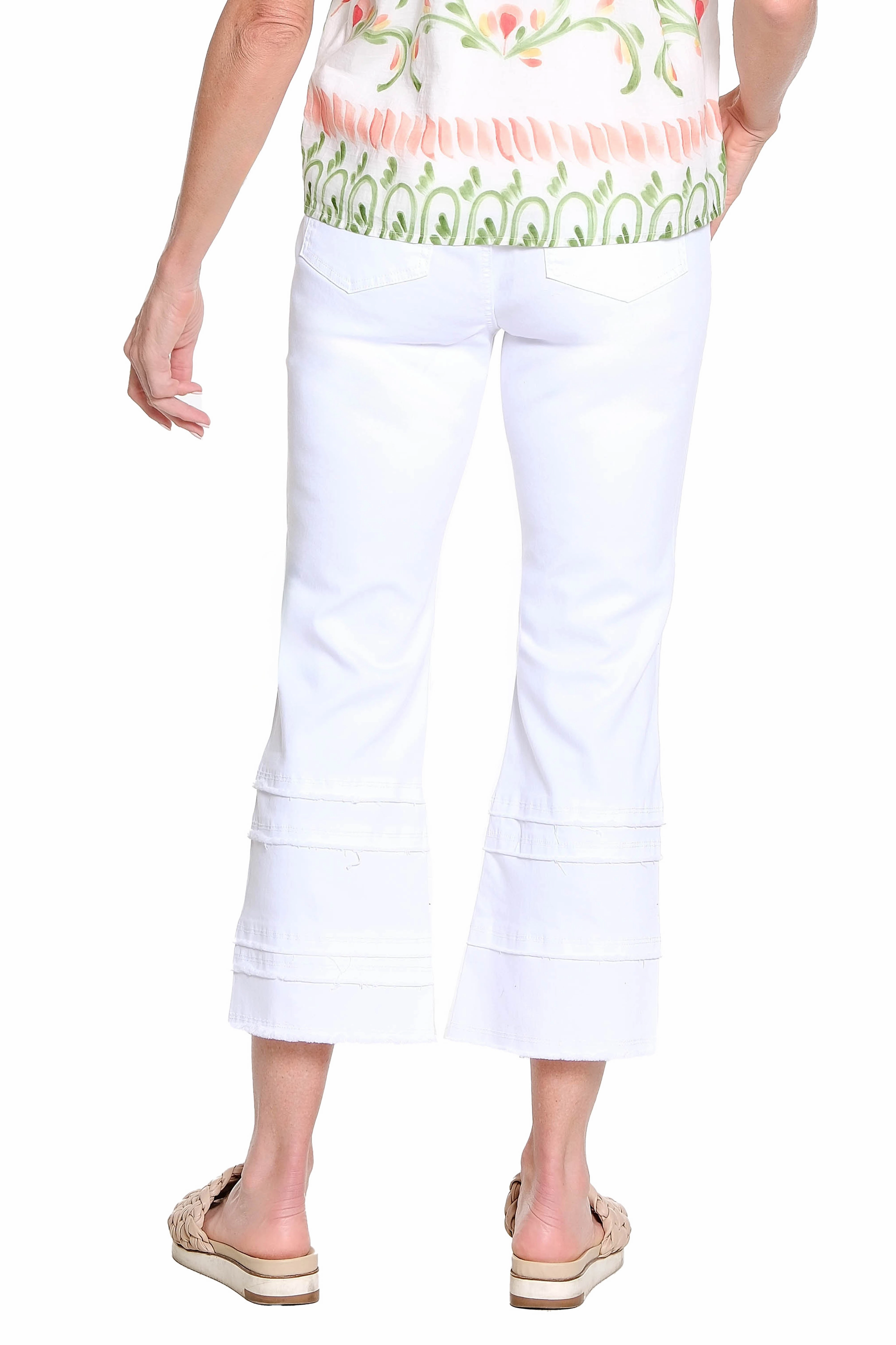 Tiered Leg Crop Jean - White Brushed Interior Trend Setter Smart Casual Classic Wear