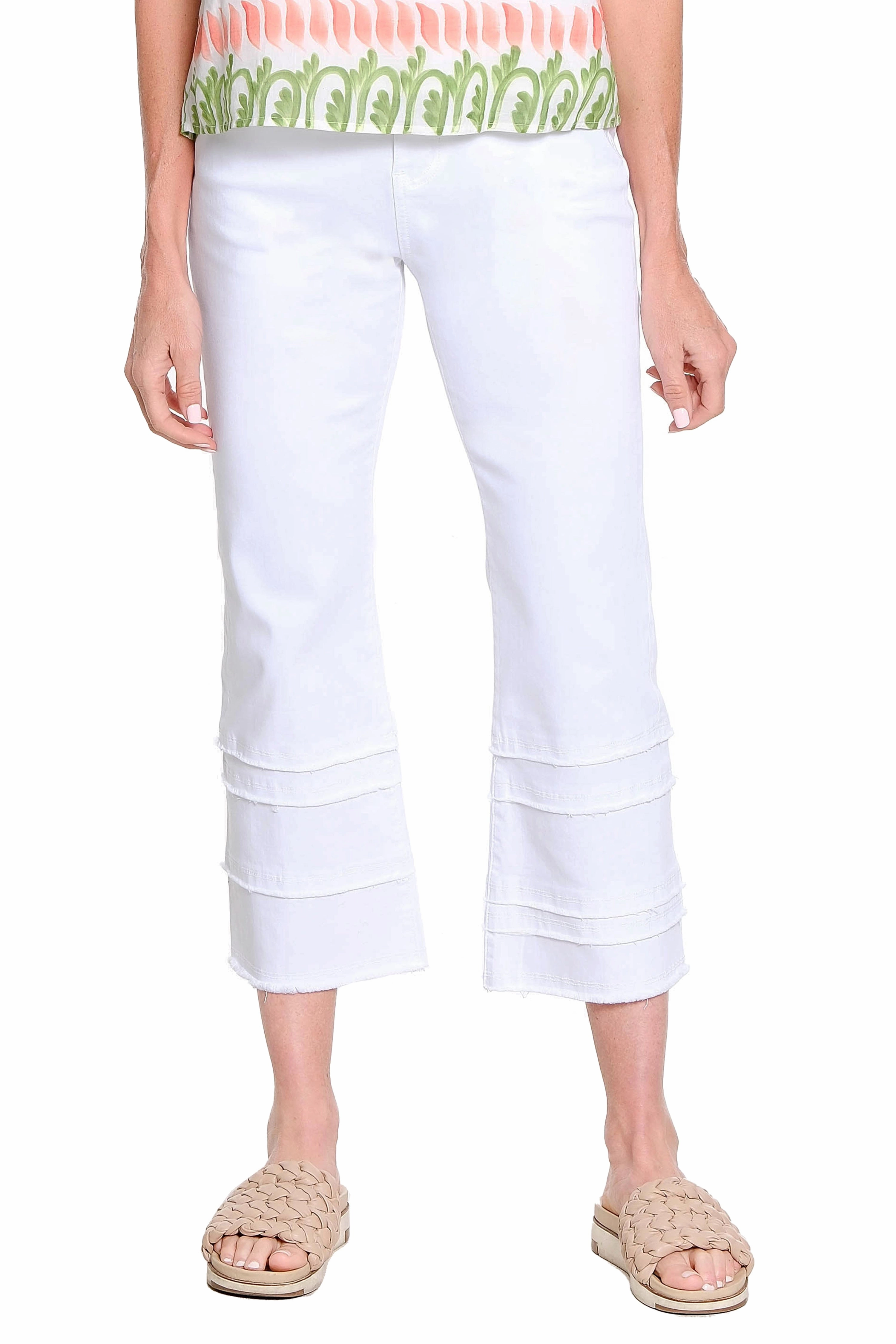 Tiered Leg Crop Jean - White Parent Style Trendy Breathable Clean Piece