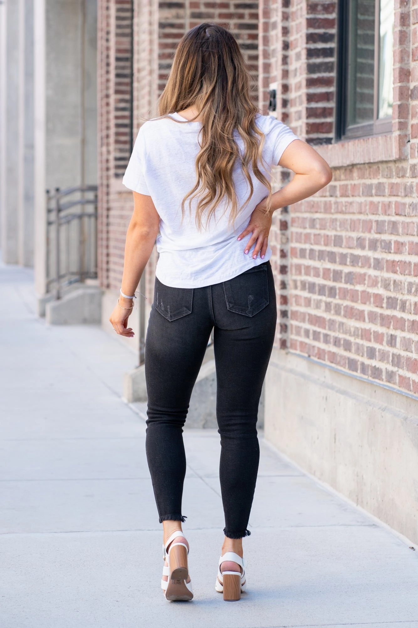 KanCan Janesville High Rise Ankle Skinny Jeans Black Loose Textured Travel Outfit