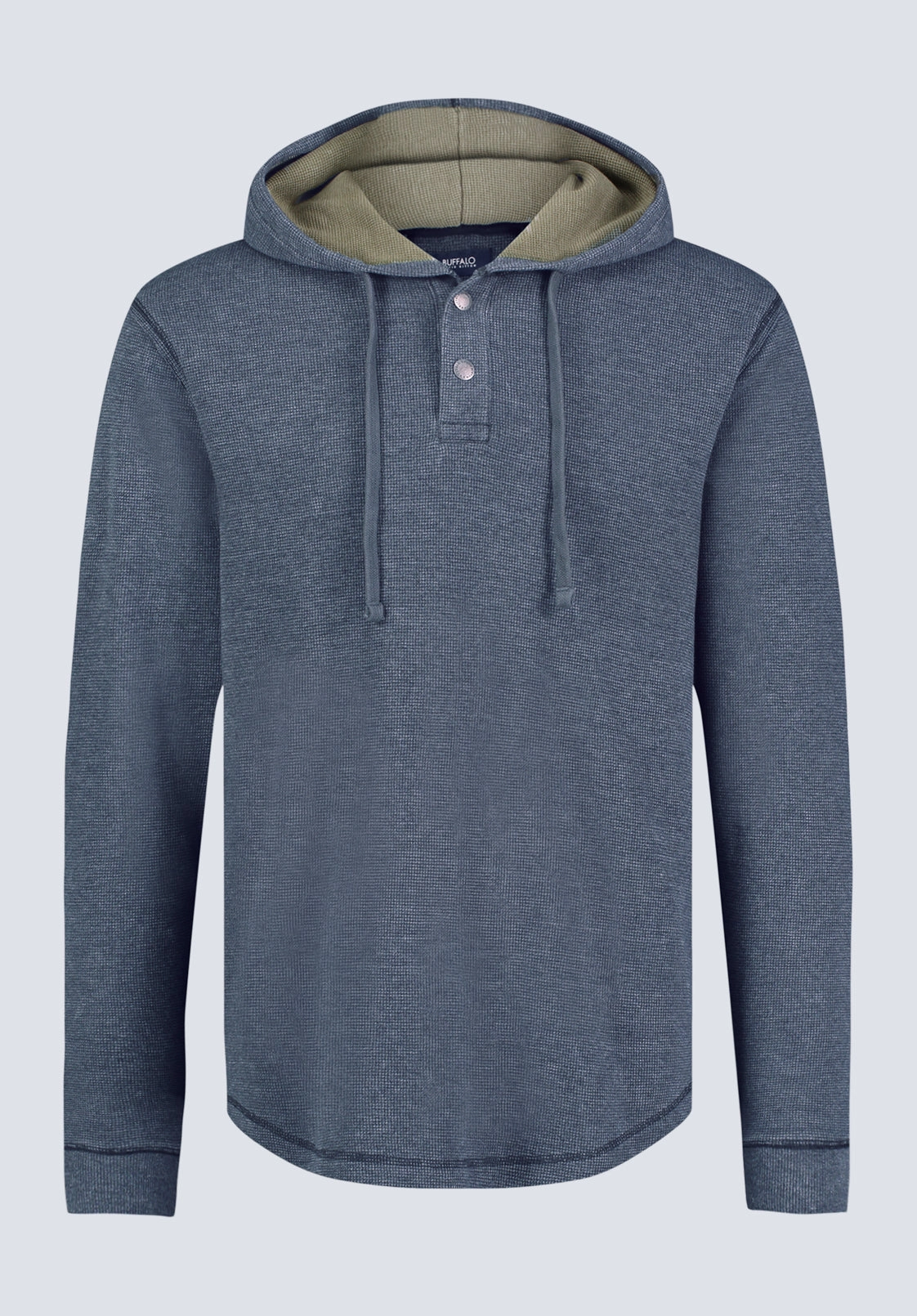 Kafom Men's Hooded Long-Sleeve Top, Black - BM24433 Light material Layered Placket Design