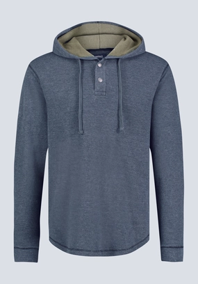 Kafom Men's Hooded Long-Sleeve Top, Black - BM24433 Light material Layered Placket Design