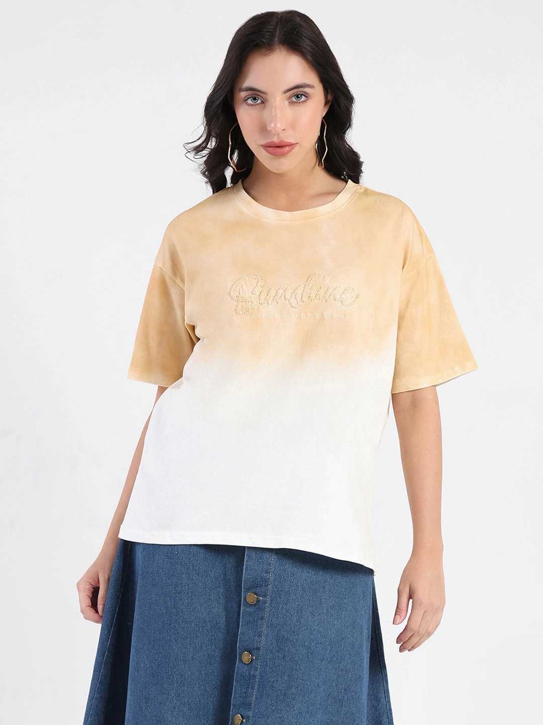 elegant design Hidden Ventilation Zones Madame Ombre Loose Fit Peach Oversize Cotton T-shirt