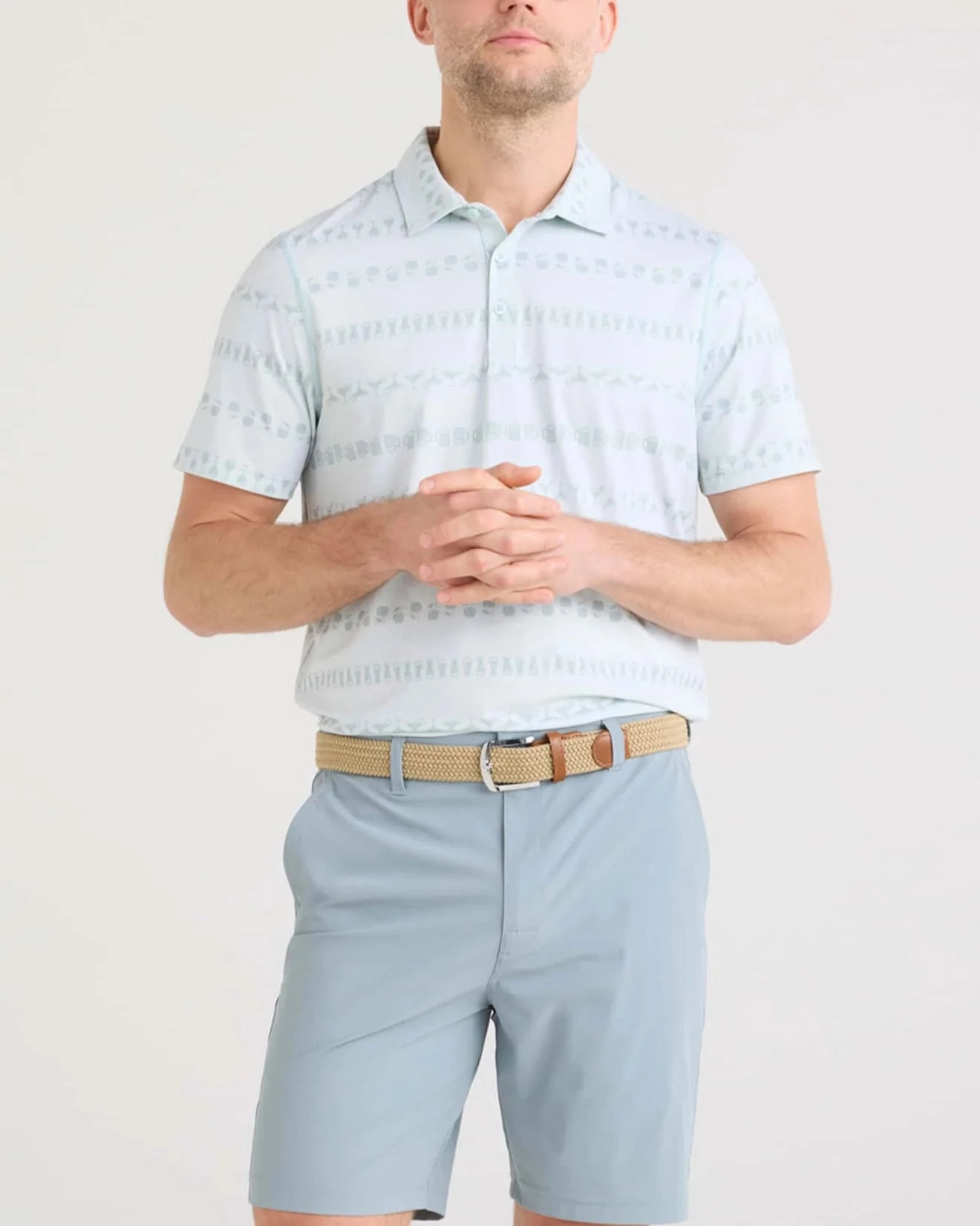 Premium Quality Men's DropTemp All Day Cooling Polo | Happy Hour Stripe/Light Blue