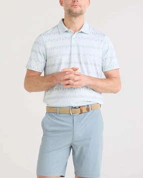 Premium Quality Men's DropTemp All Day Cooling Polo | Happy Hour Stripe/Light Blue