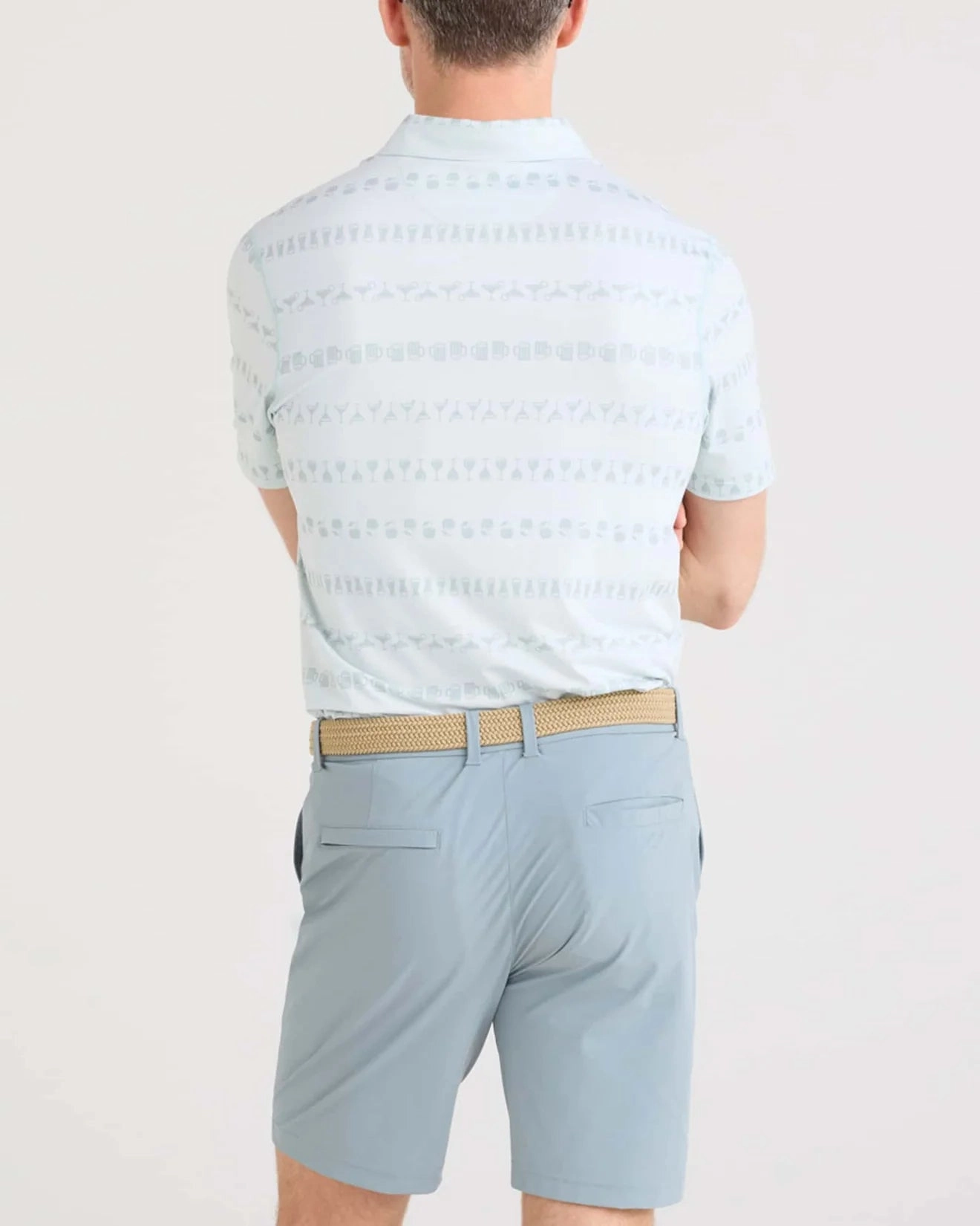 Men's DropTemp All Day Cooling Polo | Happy Hour Stripe/Light Blue Smooth Stitch Pattern Denim Blend