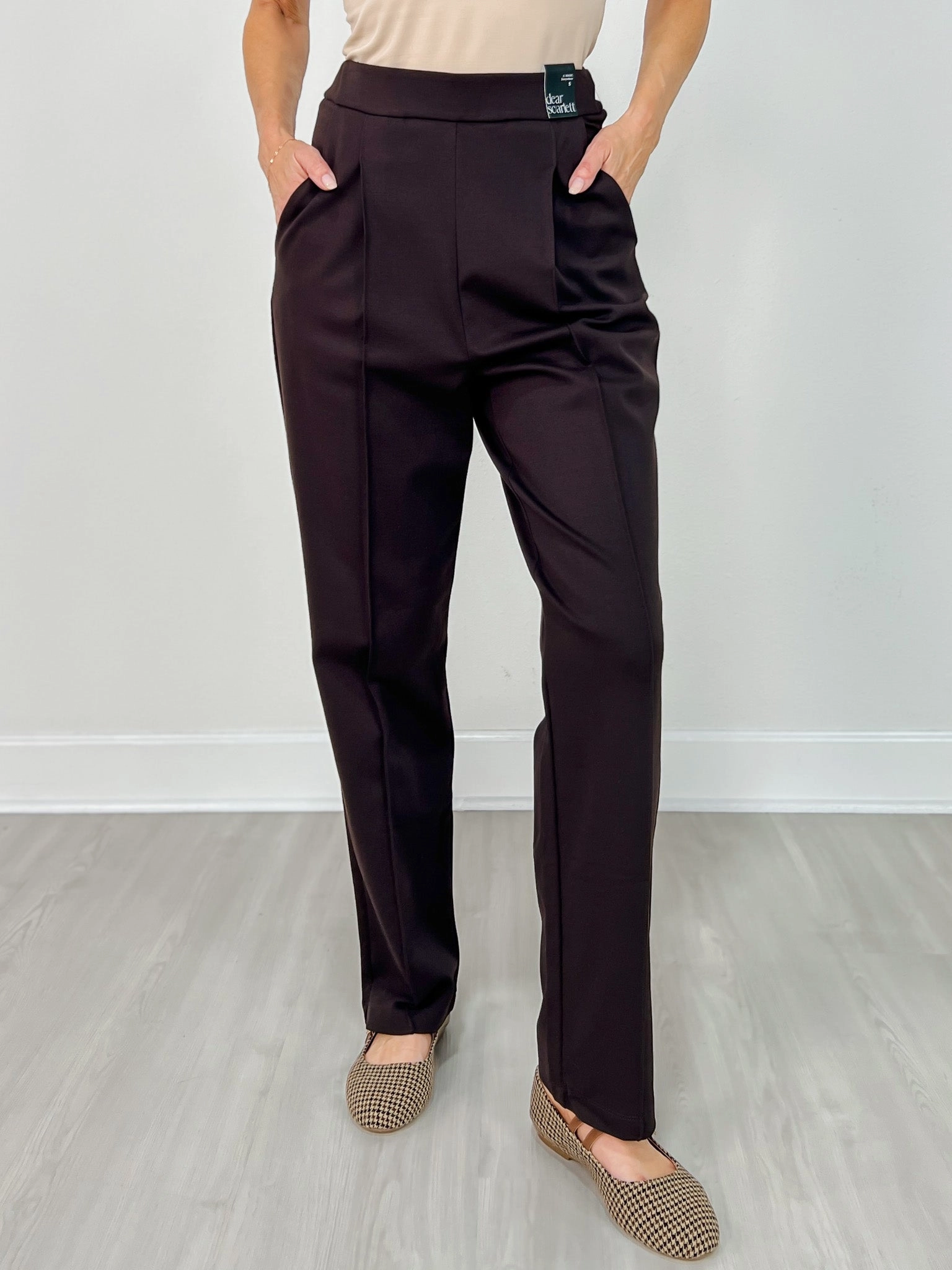 Barrel Leg Ponte Everywhere Pants in Chocolate Weather Ready UV protection coating