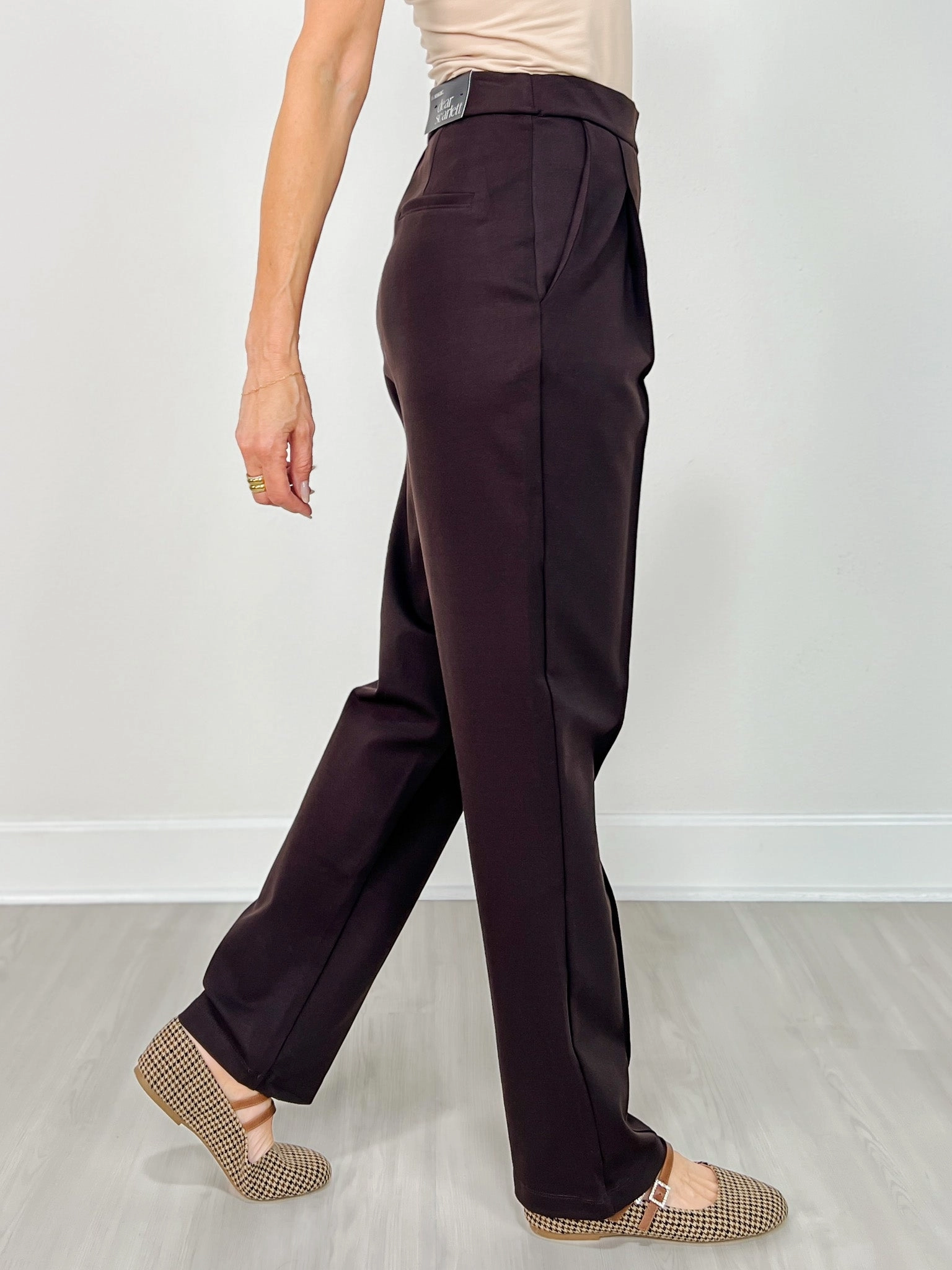 Barrel Leg Ponte Everywhere Pants in Chocolate Active Flex