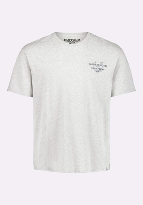 Tastrup Men's Graphic T-Shirt with Horseshoes Print, Heather Grey - BM24637 Recycled Polyester Blend Layered Hemline