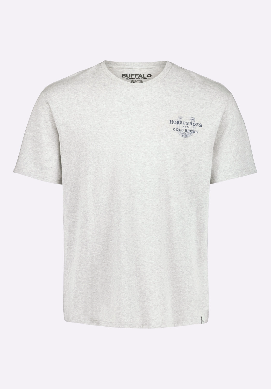 Tastrup Men's Graphic T-Shirt with Horseshoes Print, Heather Grey - BM24637 Tencel Blend Fabric