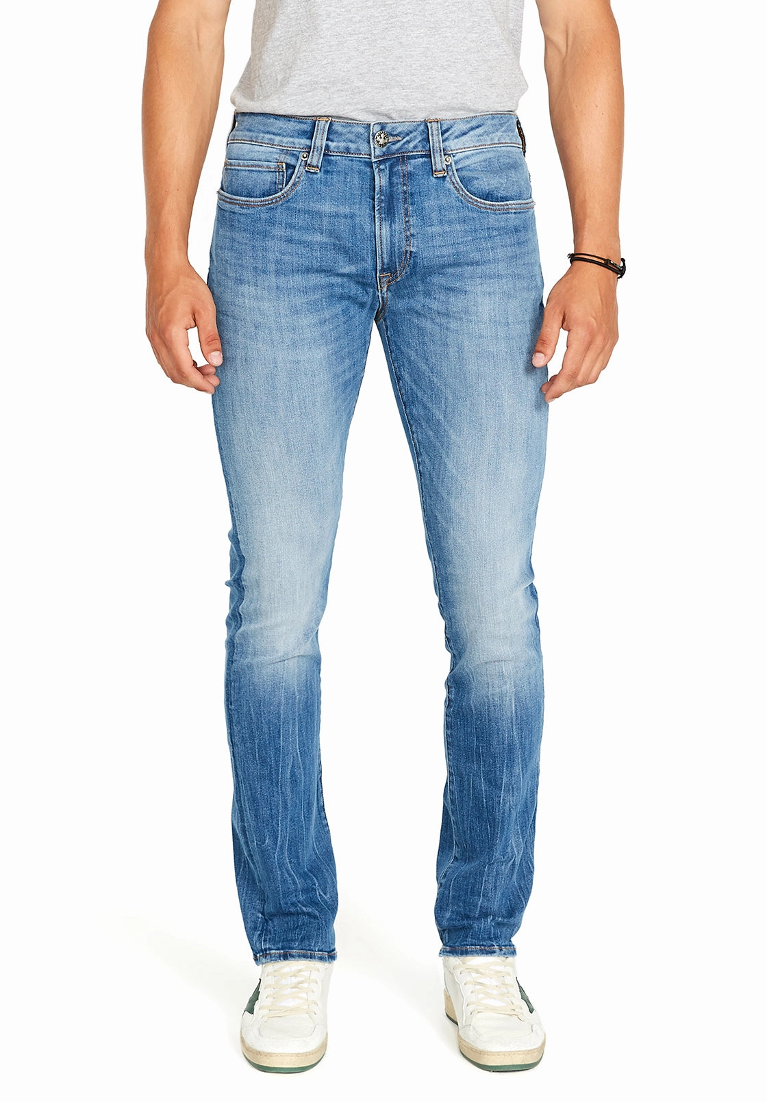 Slim Ash Men's Jean in Veined and Crinkled Blue - BM22611 Comfortable Wear Fresh casual