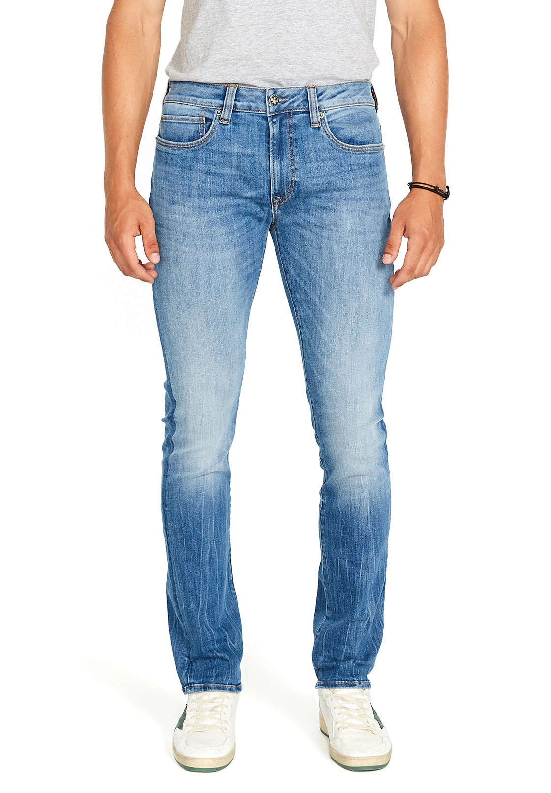 Clean Piece Anytime Wear Slim Ash Men's Jean in Veined and Crinkled Blue - BM22611
