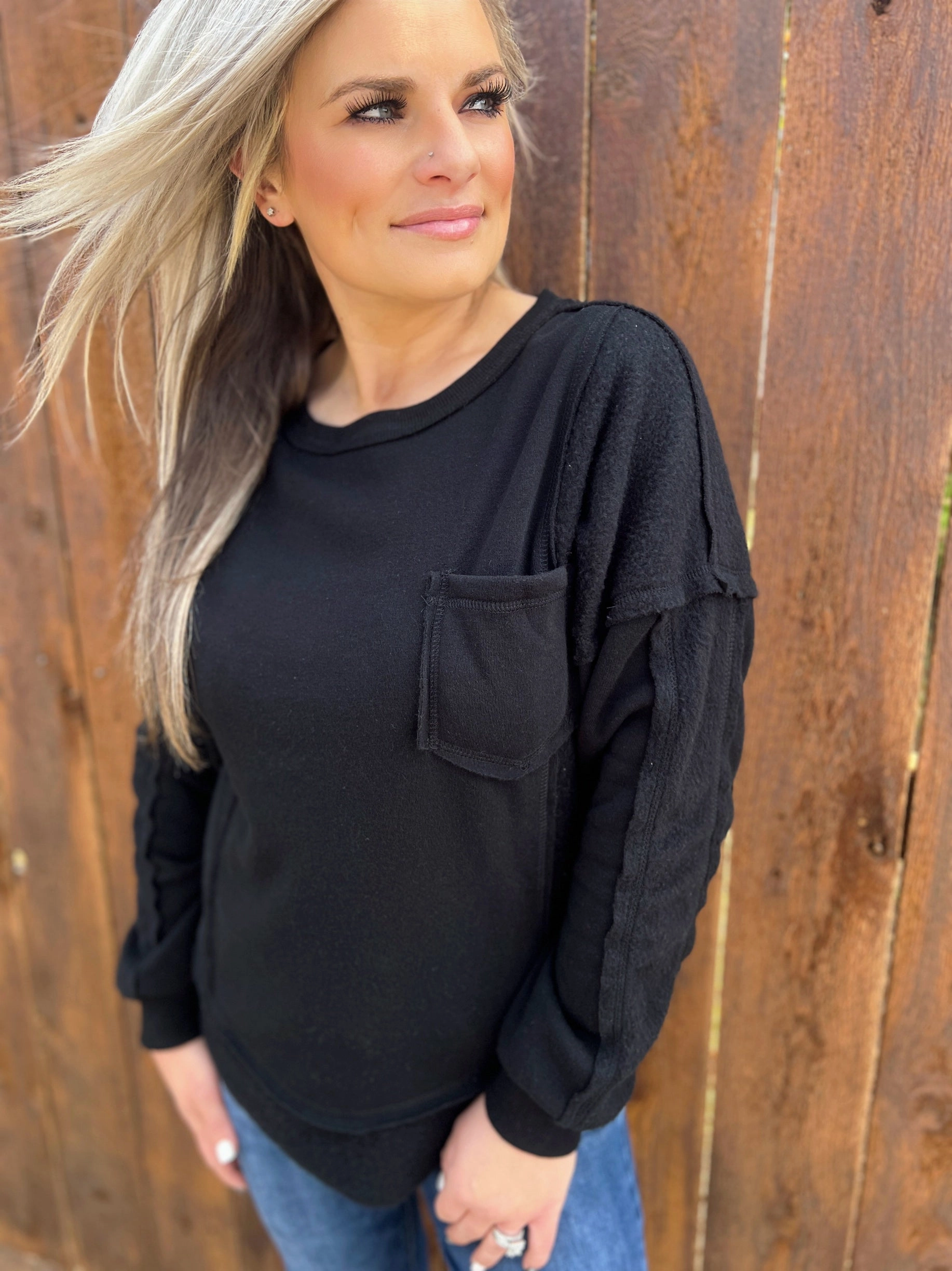 Contrast French Terry Knit Oversized Casual Top - 2 Colors available* Winter Hoodie FadeResistant Finish