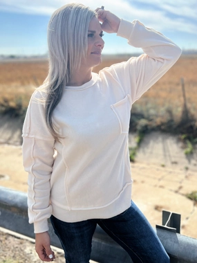 Contrast French Terry Knit Oversized Casual Top - 2 Colors available* ButtonDownCollar
