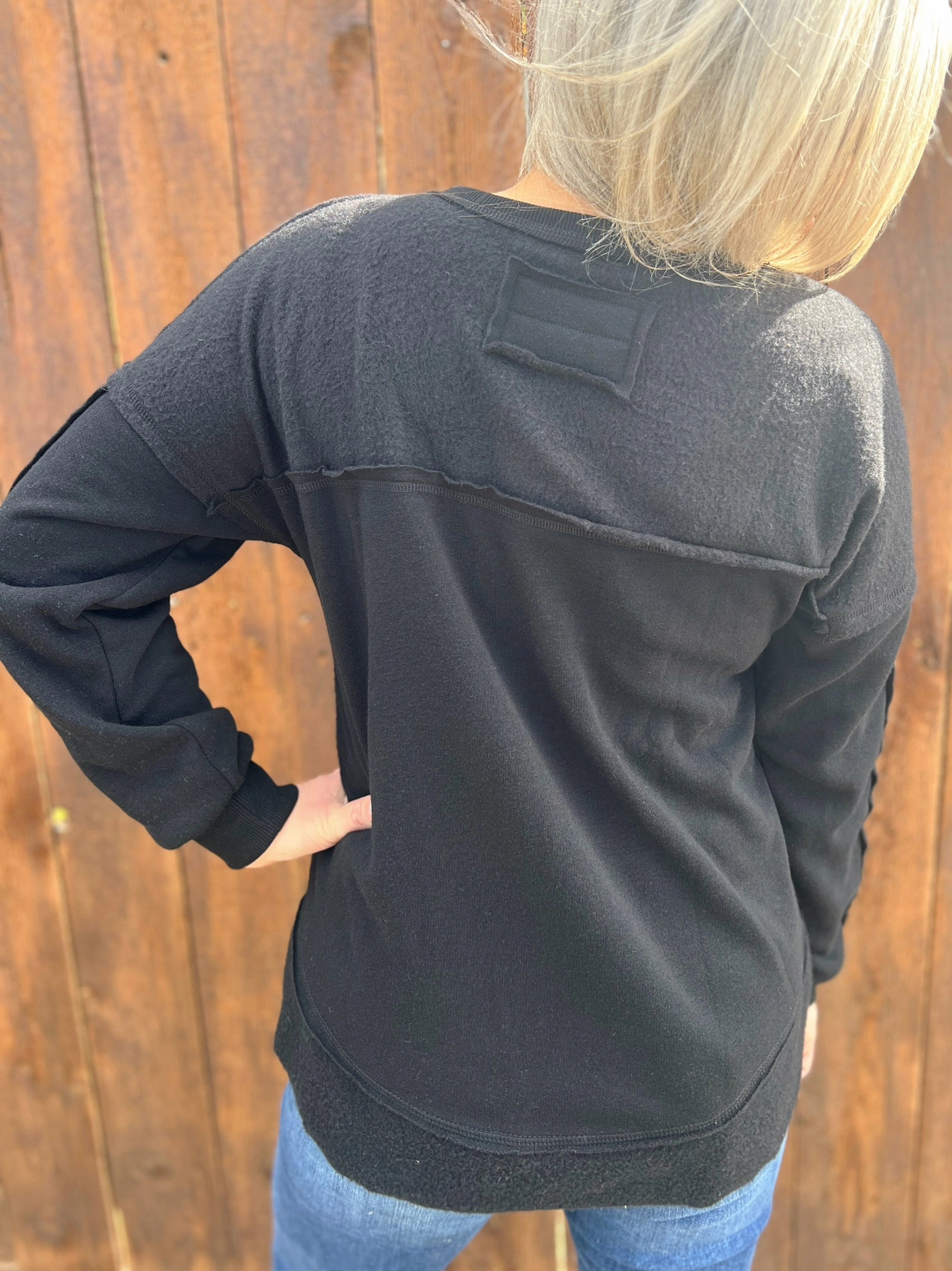 Modular Pocket Layout Contrast French Terry Knit Oversized Casual Top - 2 Colors available*