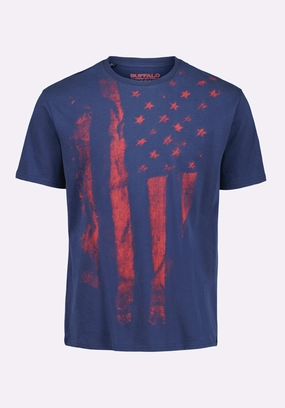 Talla Men's Graphic T-Shirt with American Flag Print, Whale - BM24650 EcoFriendly Manufacturing Sheer Overlay Material
