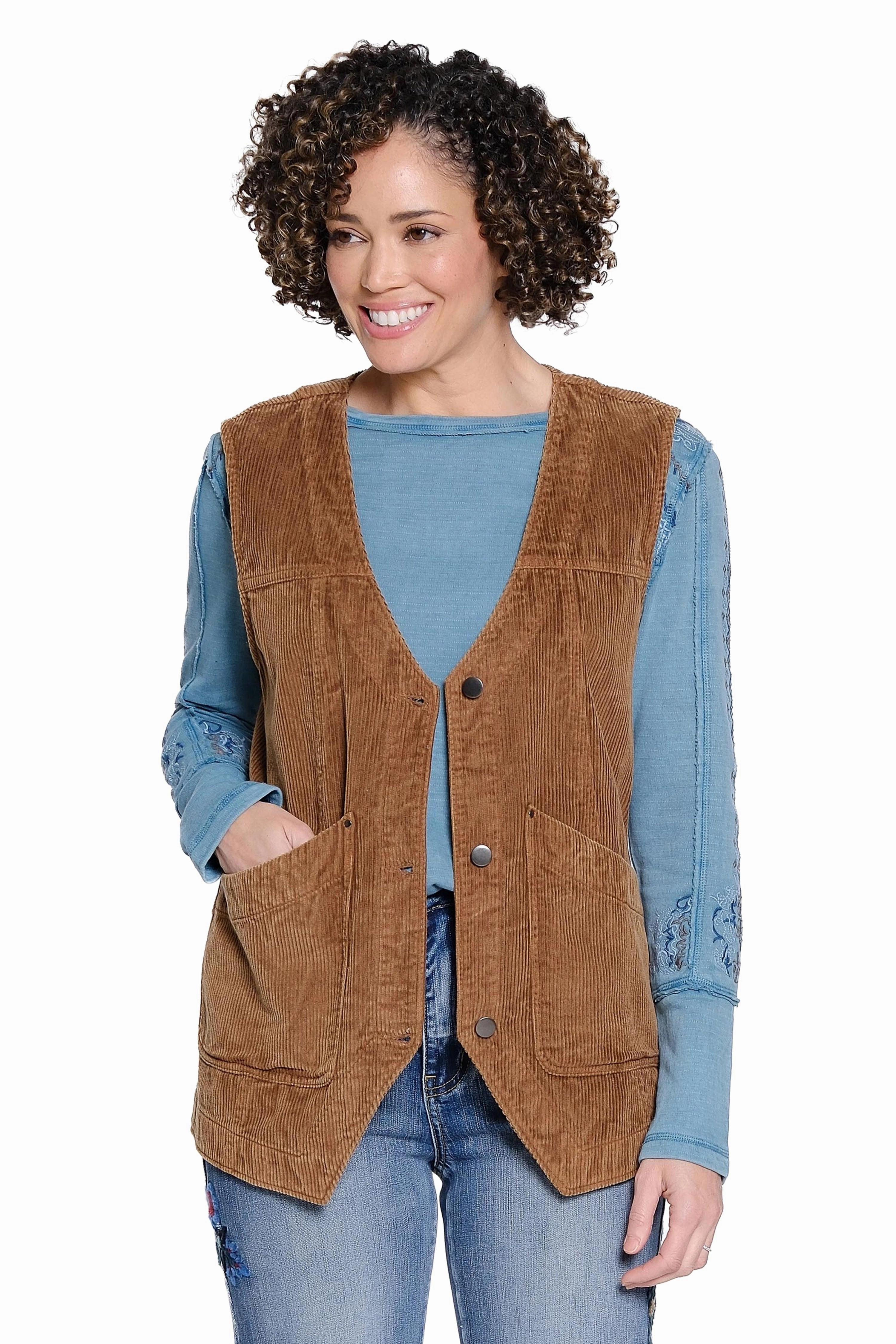 LightweightDesign BlendMaterials Corduroy Vest - Tobacco