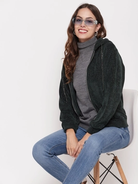 product pastel softness Madame Shimmer Bottle Green Hooded Sweatshirt