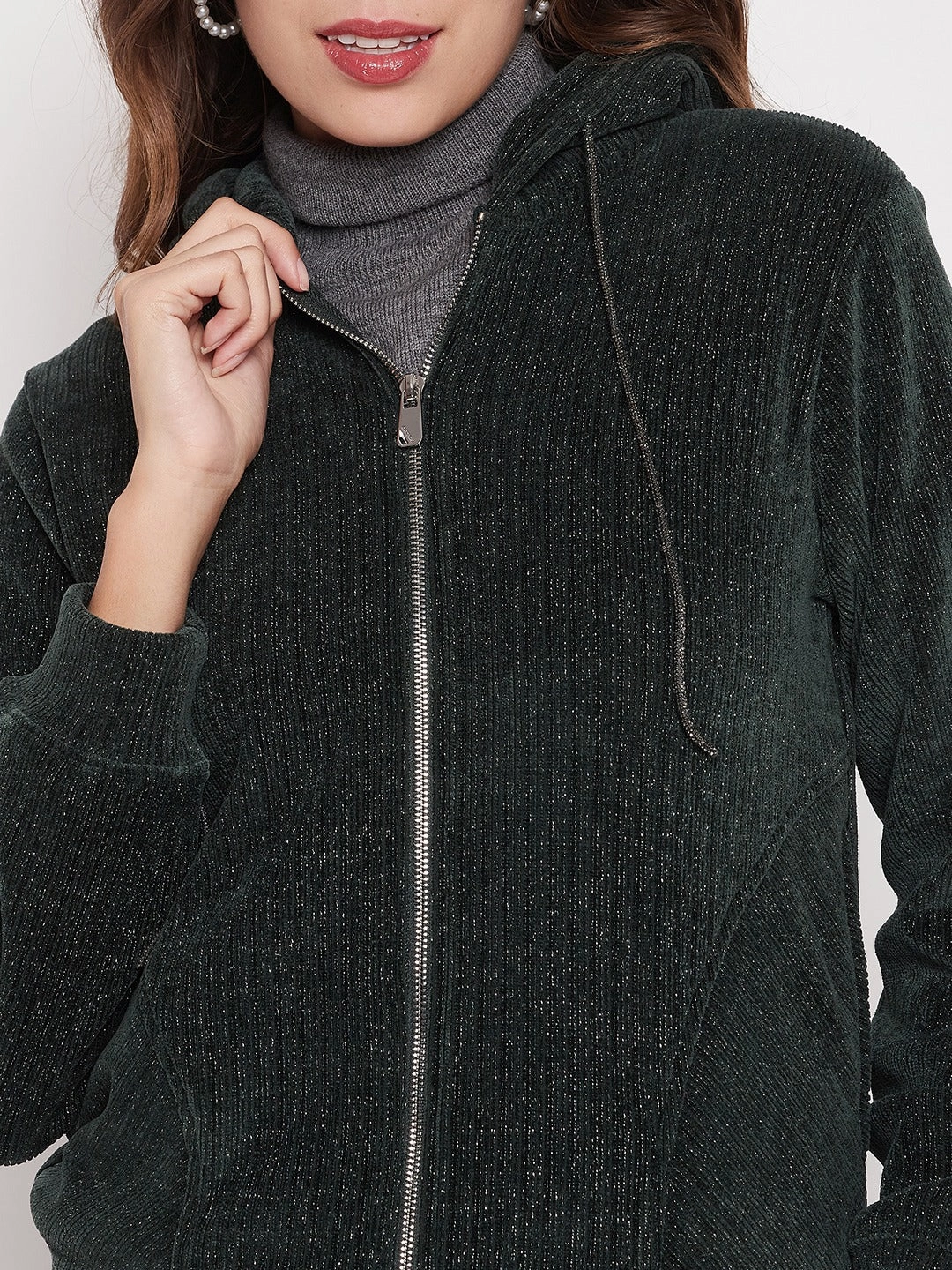 Lightweight Layer product designer prestige Madame Shimmer Bottle Green Hooded Sweatshirt