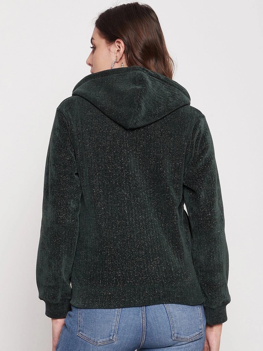 Madame Shimmer Bottle Green Hooded Sweatshirt Water Resistant