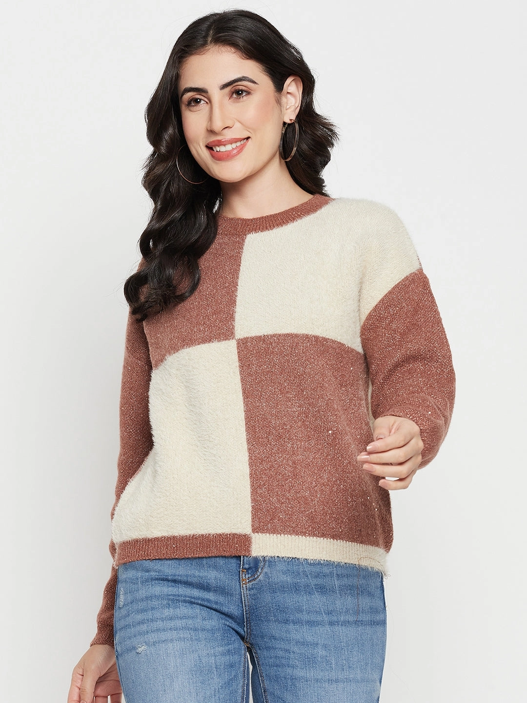 Madame Brown Round Neck Sweater Soft and Cozy Fashion Essential