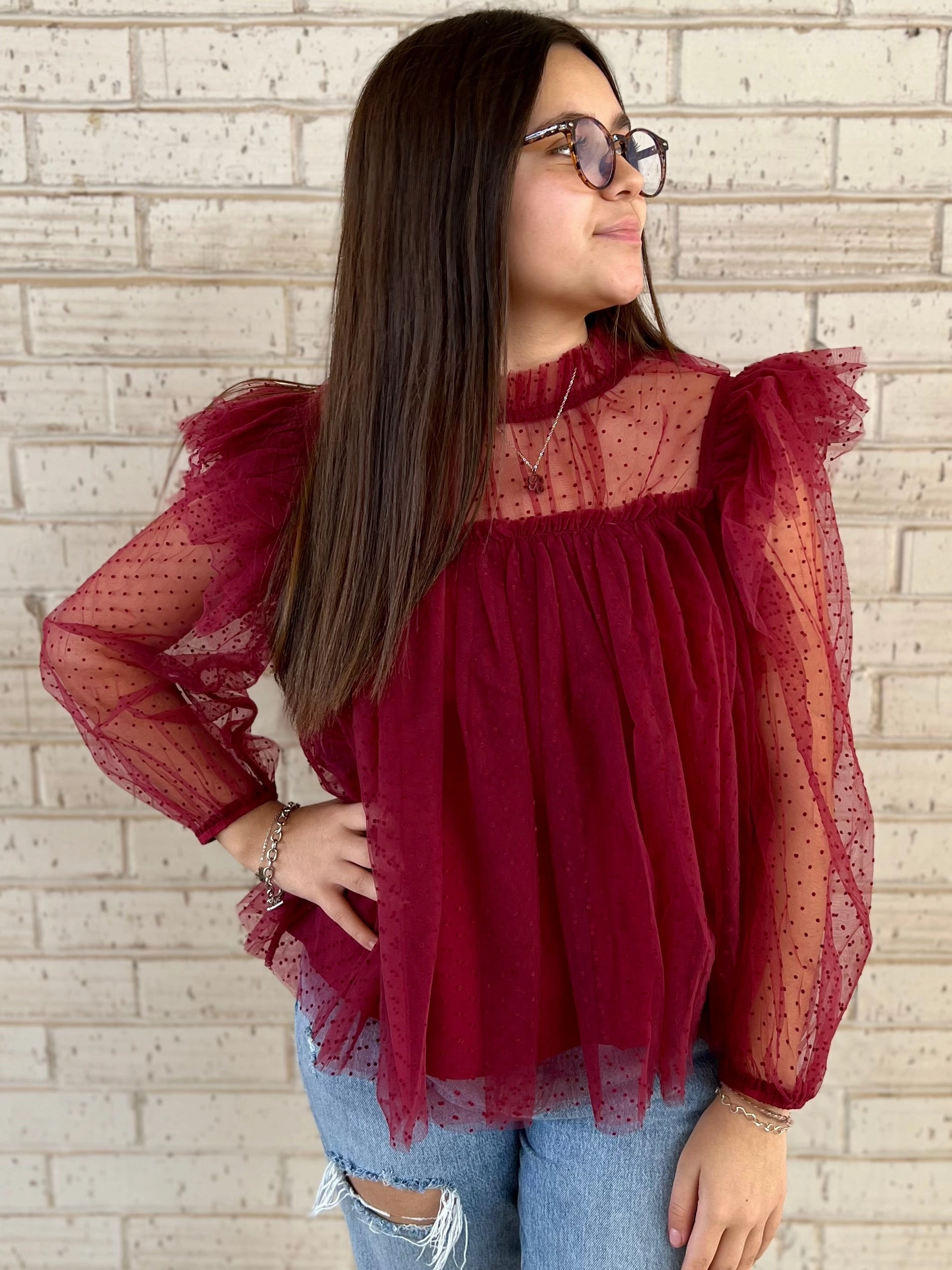 QuickDryTechnology Relaxed Tee Cranberry Flare Blouse*