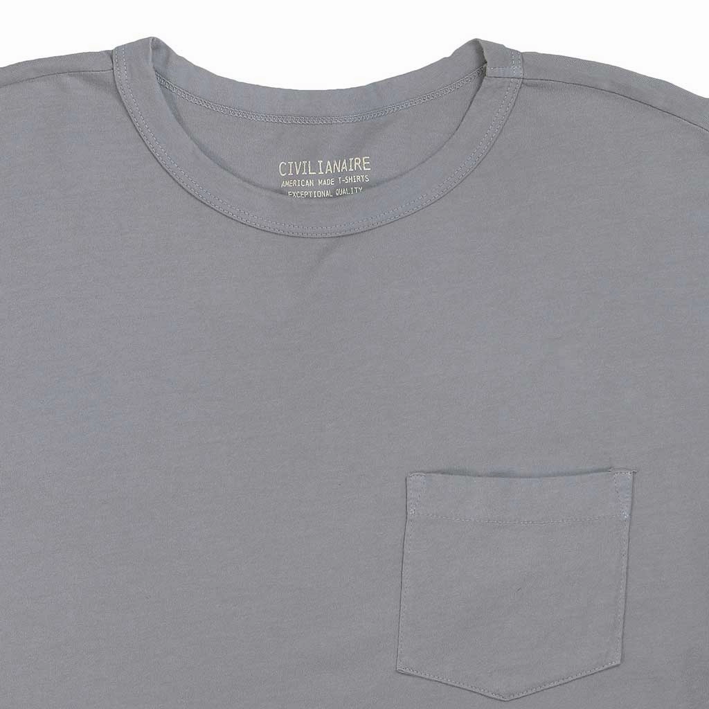 Crew Neck Long Sleeve 1 Pocket Tee - Iron DurableReinforcement RibbedTexture