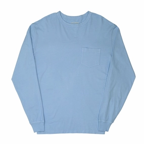 FeatherlightConstruction AdjustableCuffs Crew Neck Long Sleeve 1 Pocket Tee - Powder Blue