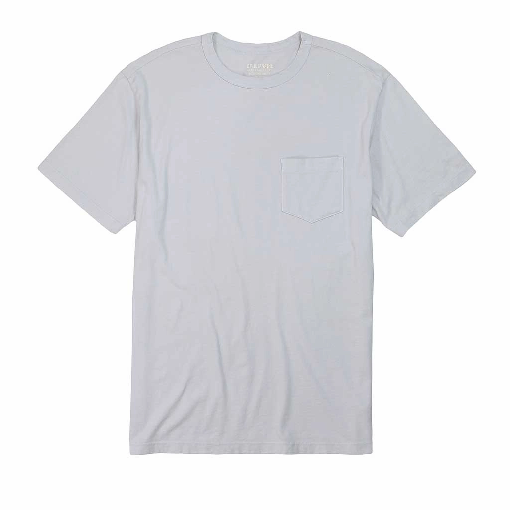 Soft Touch Feel Crew Neck Short Sleeve 1 Pocket Tee - Frost