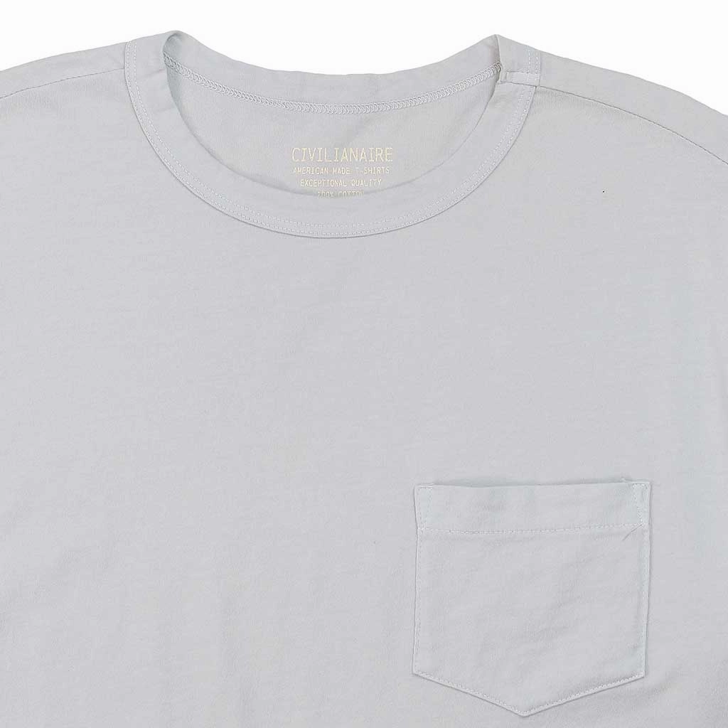 Crew Neck Short Sleeve 1 Pocket Tee - Frost EcoDyeProcess Bonded Seam Durability