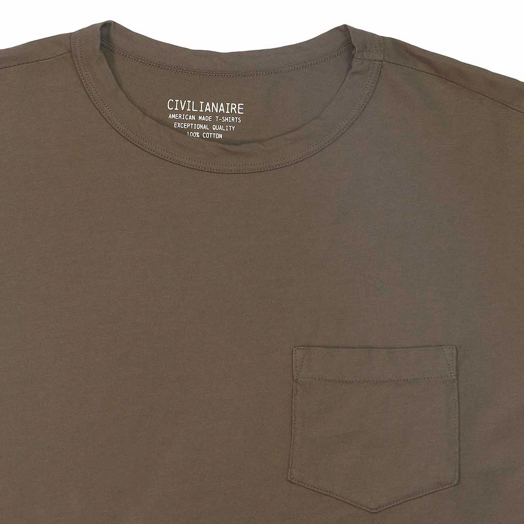 Crew Neck Short Sleeve 1 Pocket Tee - Soft Oak NonChafingTrim