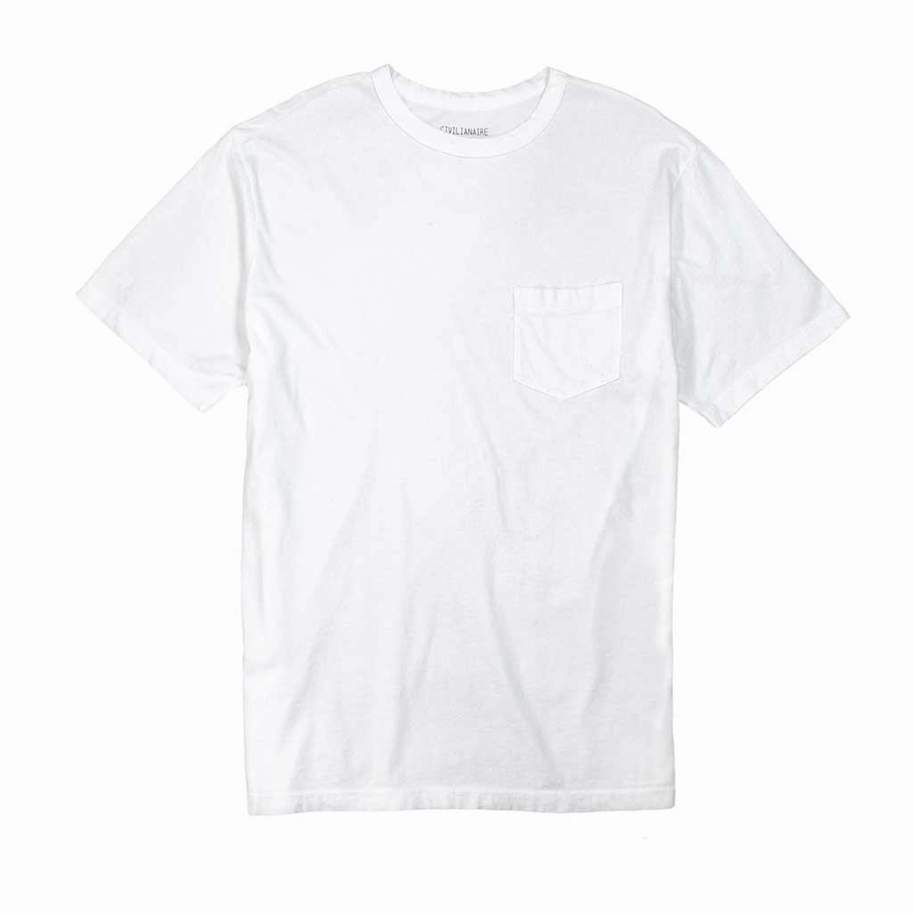 Crew Neck Short Sleeve 1 Pocket Tee - White ThermalRegulating BrushedInnerSurface