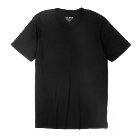 Crew Neck Short Sleeve Tee - Jet Black Contrast Topstitching Detail Multi Way Adjustable Fit