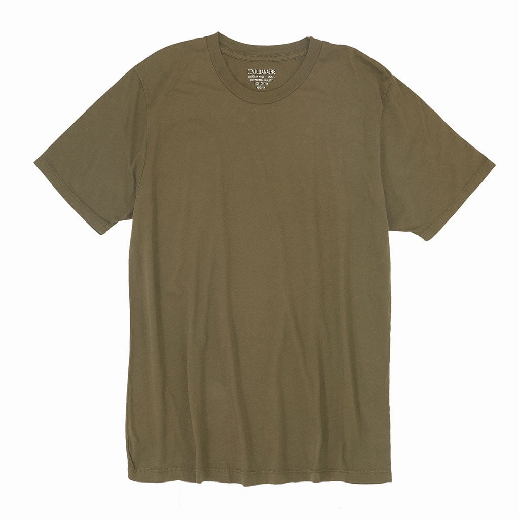 Crew Neck Short Sleeve Tee - Vintage Khaki GarmentWashed Texture Ultraviolet Protection Fabric