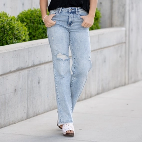 Mineral Wash High Rise 90s Straight Leg Regular & Plus Sizes Quick Dry Technology Stylish Vibrant