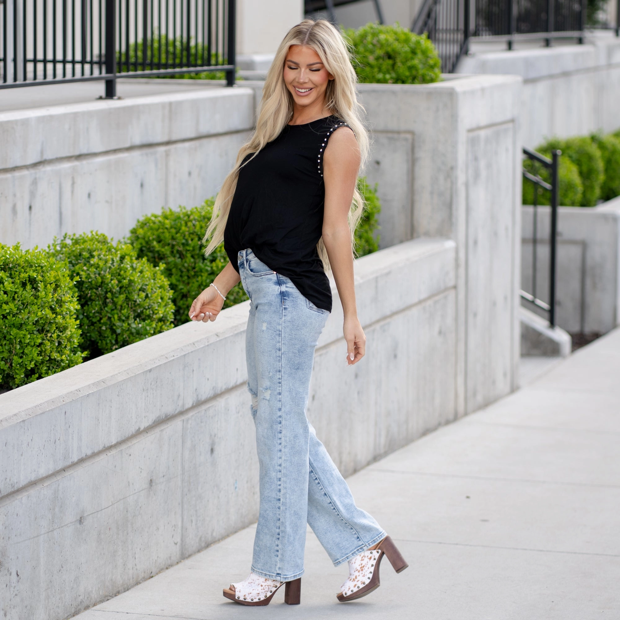 Mineral Wash High Rise 90s Straight Leg Regular & Plus Sizes Fit And Easy Low Impact Manufacturing